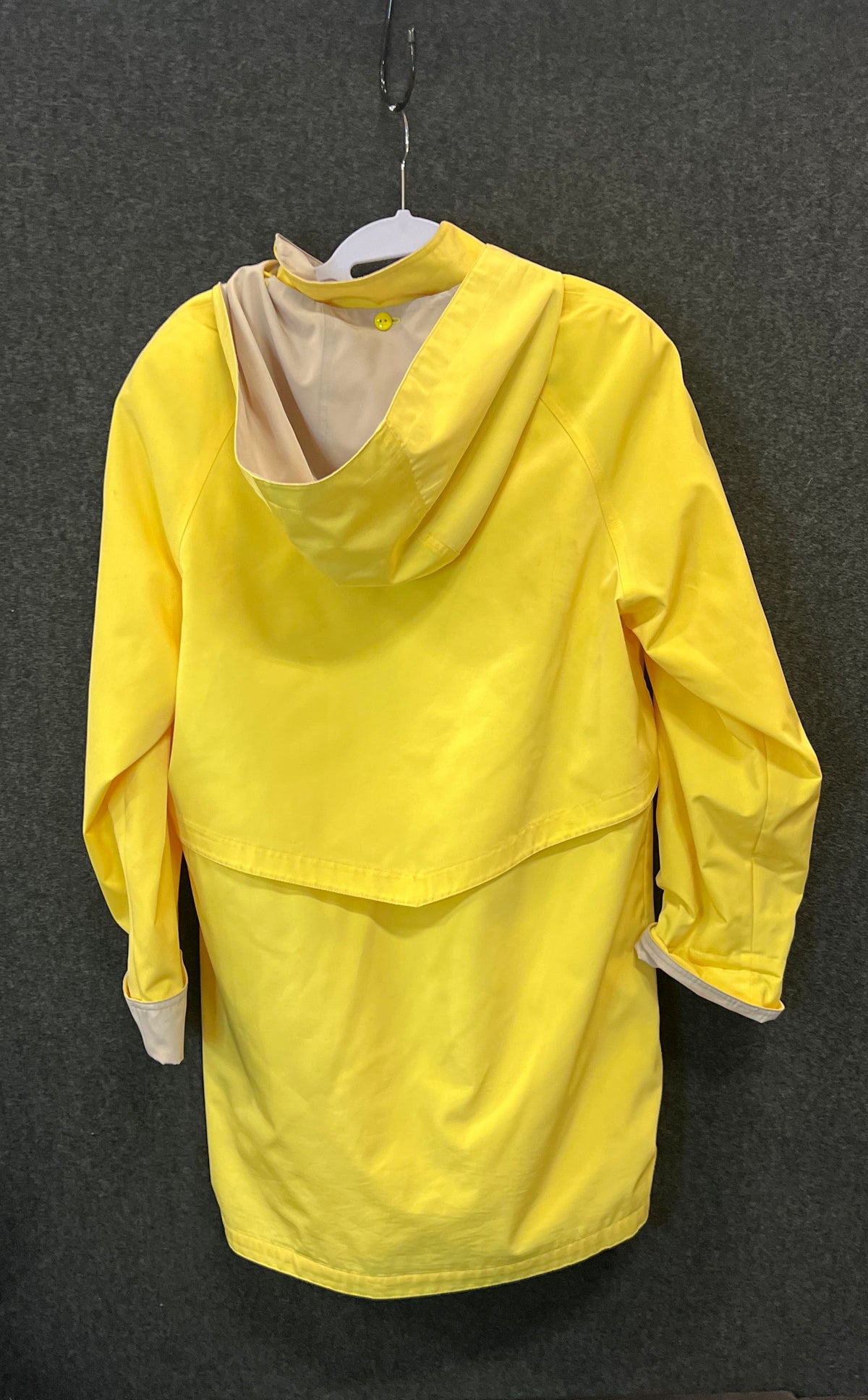Liz Claiborne Women's Yellow Hooded Rain Jacket Floral Lining Sz M