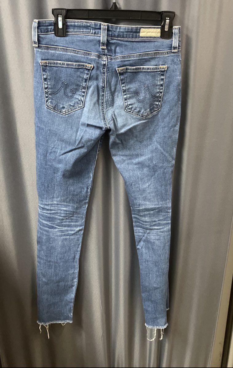 AG Adriano Goldschmied Women's Blue The Legging Ankle Distressed Jeans Sz 27R