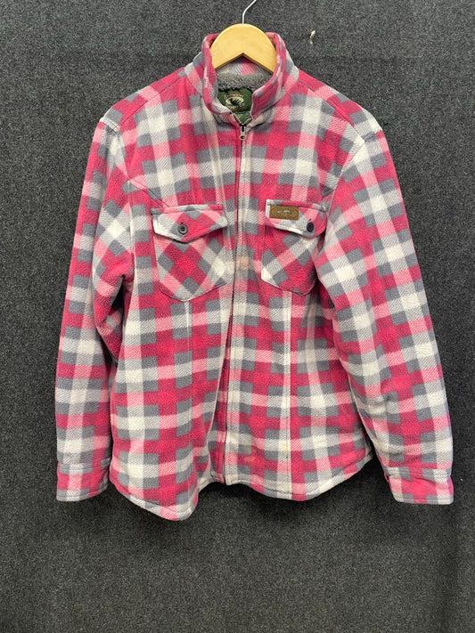 Stillwater Supply Co Men's Pink Gray Plaid Sherpa Lined Fleece Jacket Sz XL