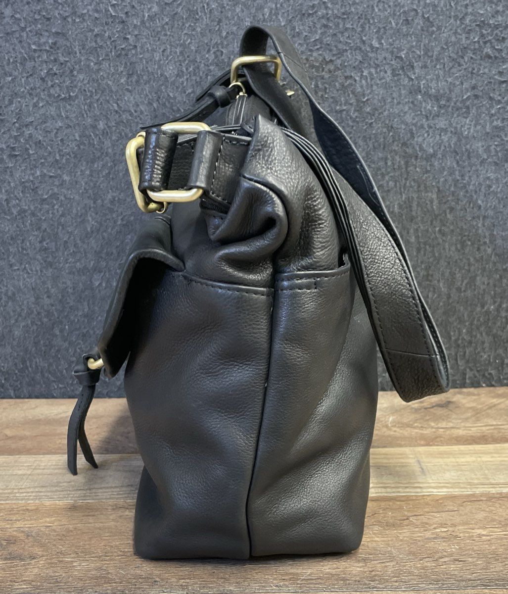 Great American Leather Works Black Leather Laced Front Crossbody Shoulder Bag