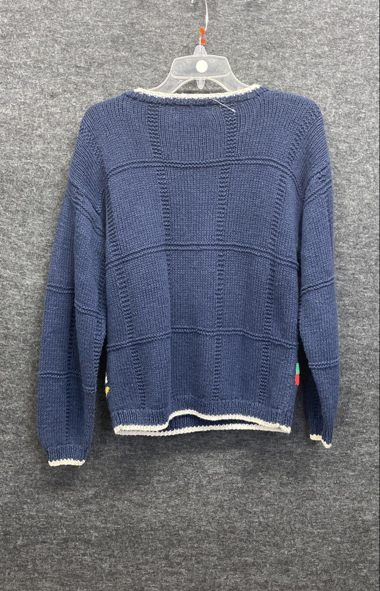 Vintage 90s Melissa Burke Women's Nautical Navy Anchor Sailboat Sweater Sz M