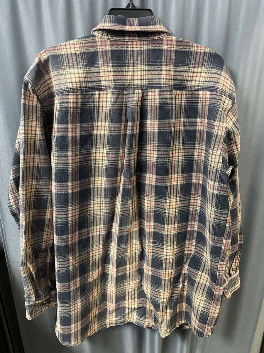 Carhartt Men's Blue Tan Red Plaid 100% Cotton Button Up Shirt Size L