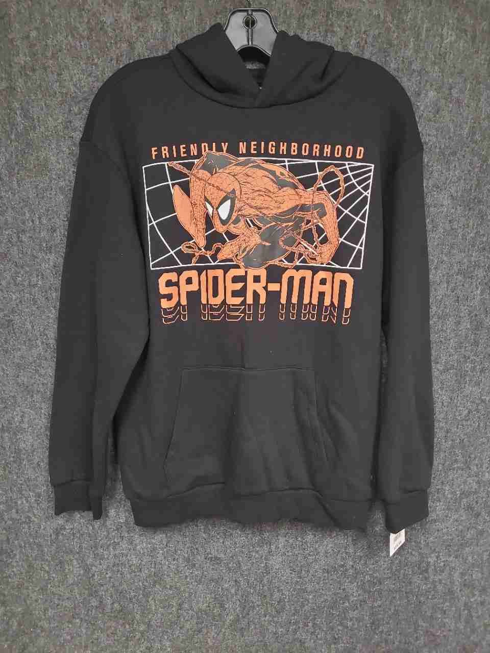 Marvel Men's Spider-Man Hoodie Black Friendly Neighborhood Graphic Large NWT