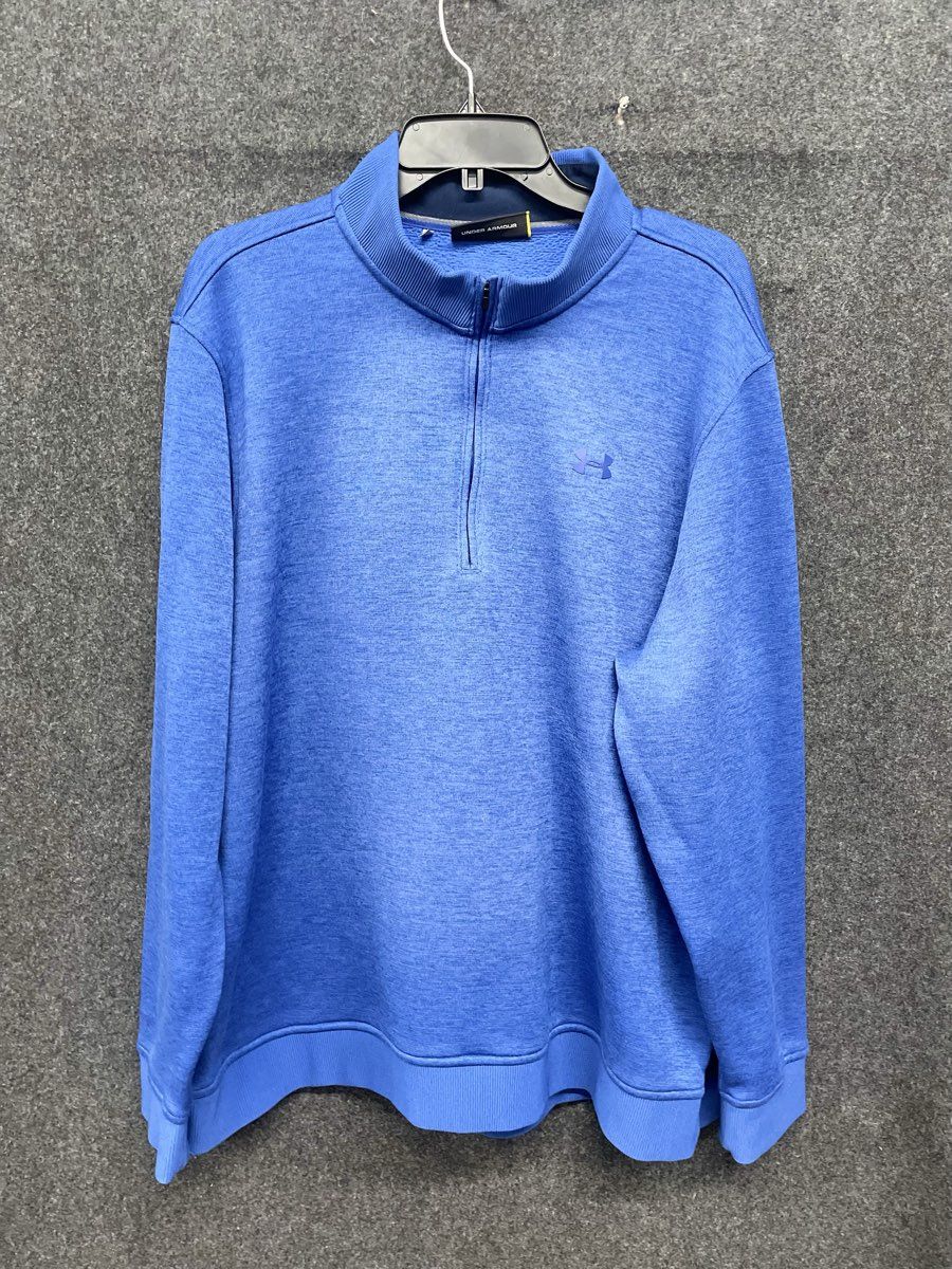 Under Armour Men's 1/4 Zip Pullover Sweatshirt Blue Heathered Fleece Sz 2XL