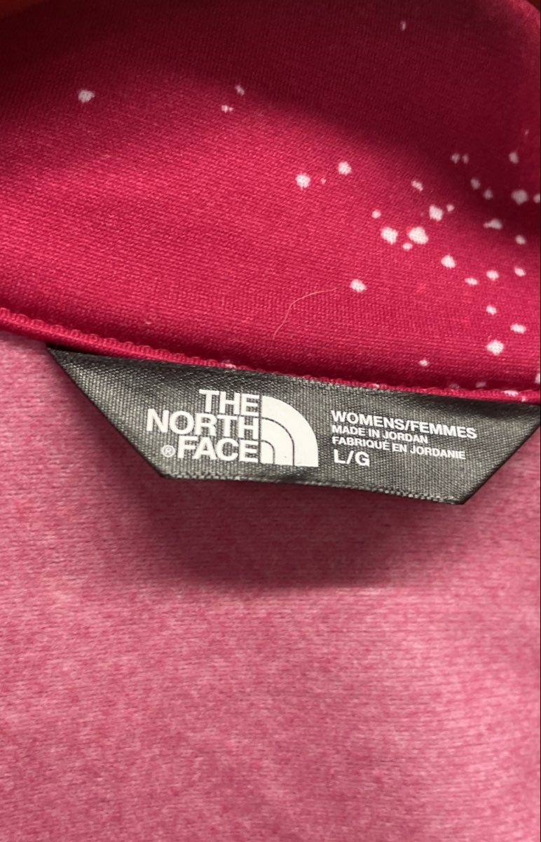 The North Face Women's Red White Speckled Pattern 1/4 Zip Pullover Fleece Sz L