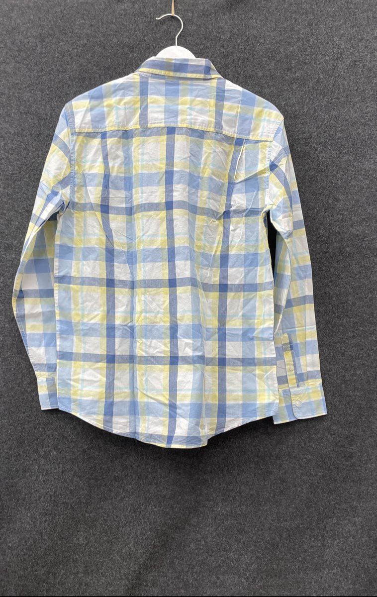 PLACE Men's Long Sleeve Button-Down Shirt Blue Yellow White Plaid NWT Sz M