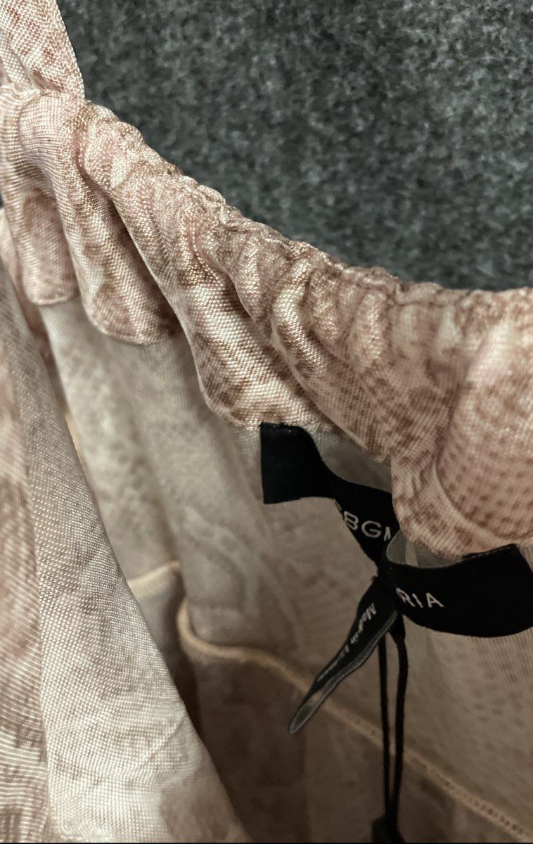 BCBGMAXAZRIA Women's Tan Pink Snakeskin Racerback Knot Maxi Dress Sz S New