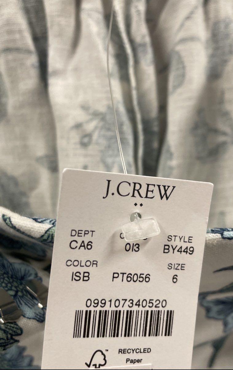 J.Crew Women's White Blue Floral Linen Blend Fair Trade Shorts Sz 6 NWT