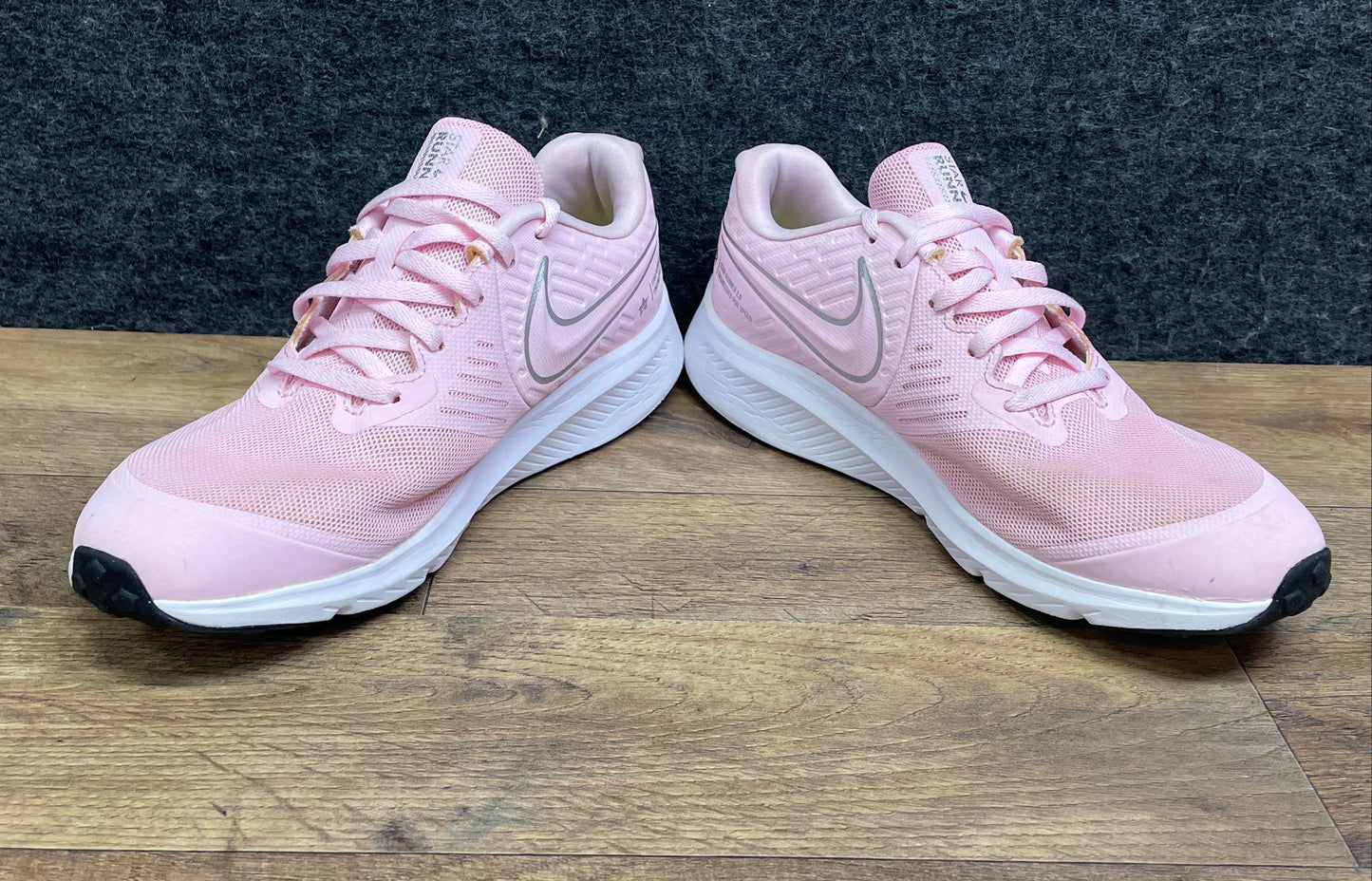 Nike Star Runner 2.0 Arctic Pink Metallic Silver Running Shoes Size 7Y