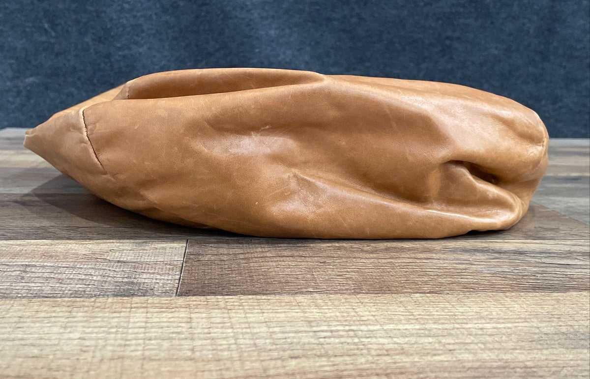 m0851 Brown Leather Hobo Shoulder Bag Made in Canada Tan Large Designer