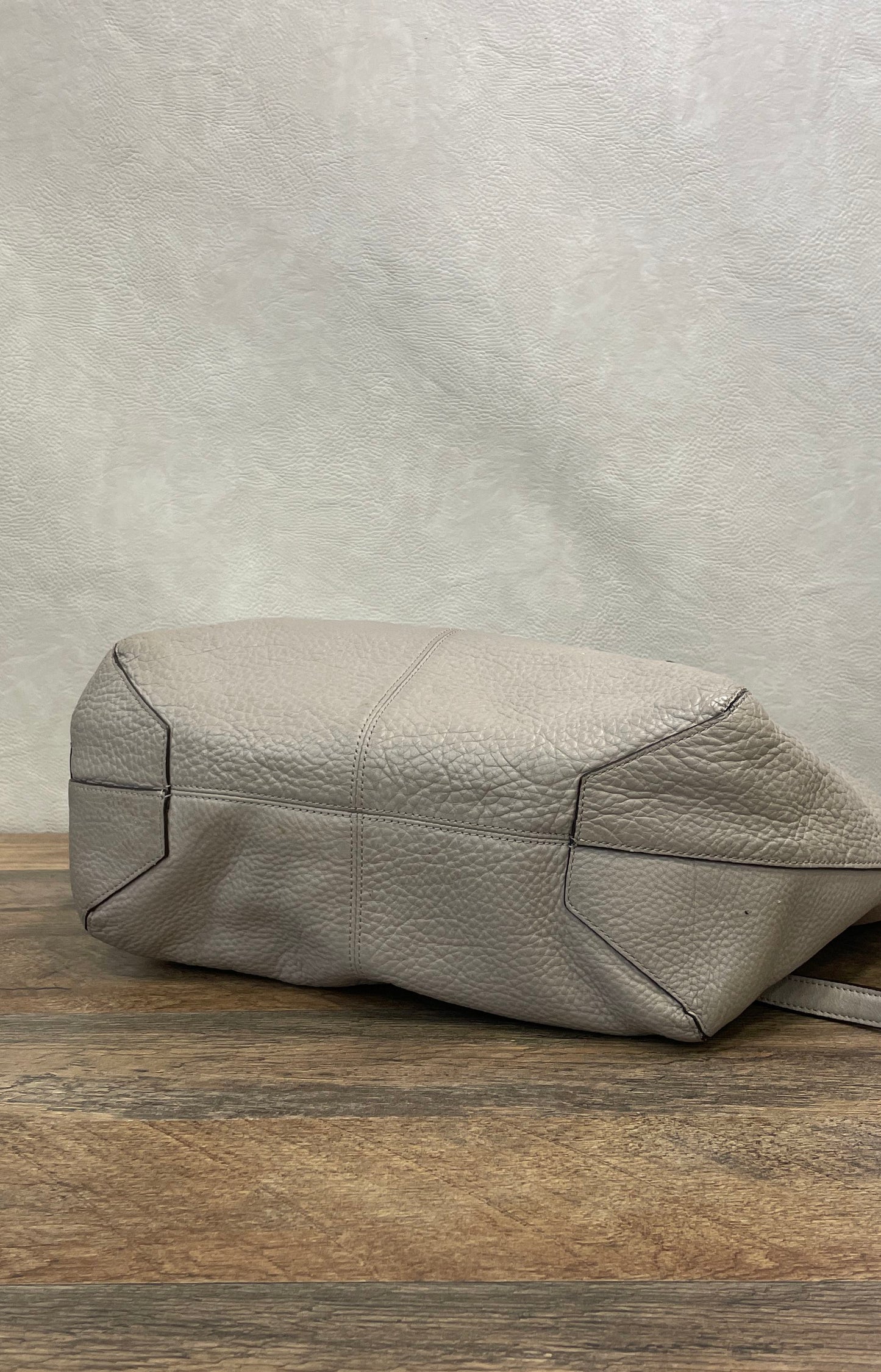 Coach Grey Pebbled Leather Tote Shoulder Bag Silver Hardware Convertible