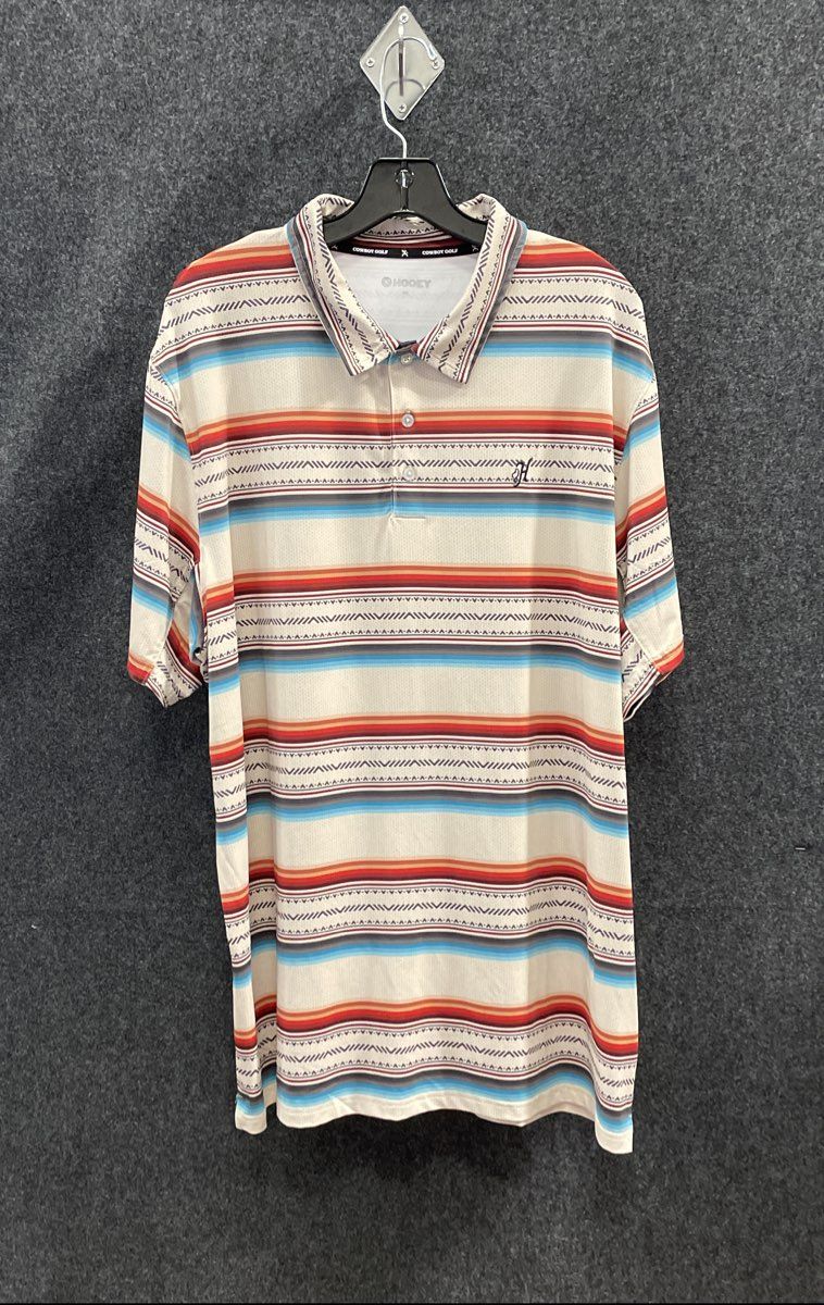 Hooey Men's Cowboy Golf Polo Shirt Multicolor Striped Southwestern Sz XXL