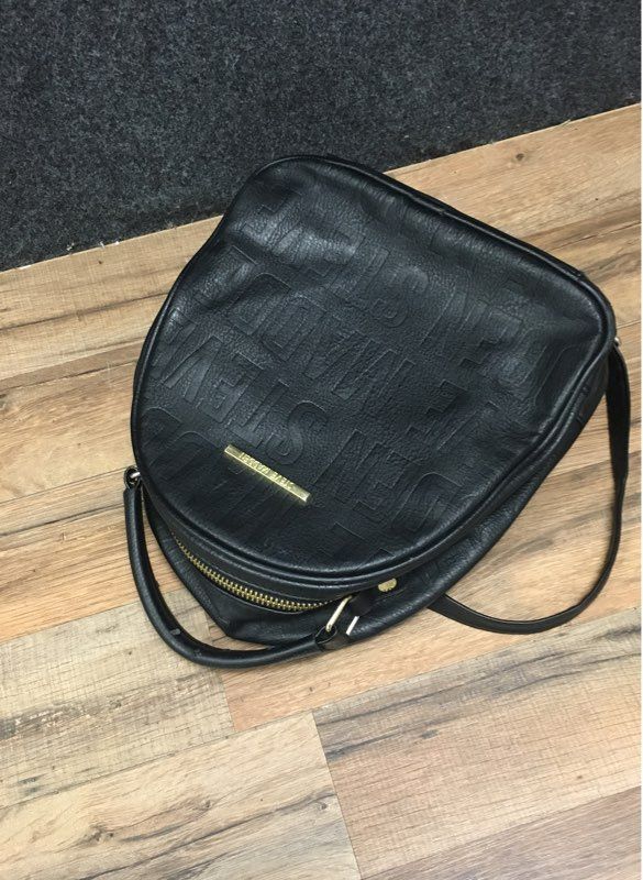 Steve Madden Pebbled Faux Leather Embossed Logo Mini Backpack Gold Hardware