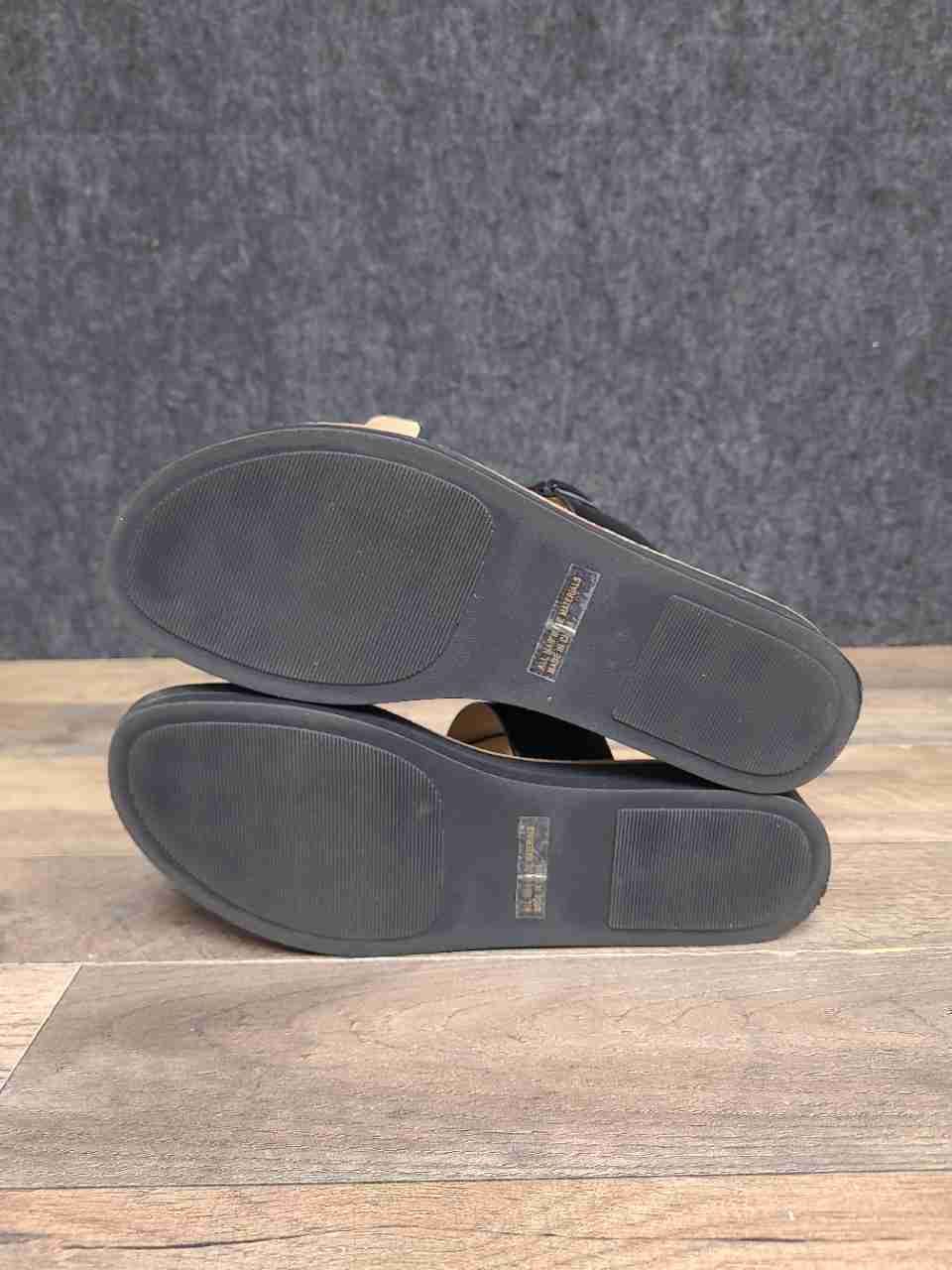 DV Dolce Vita Heather Black Patent Double Buckle Slide Sandals Women's Size 8