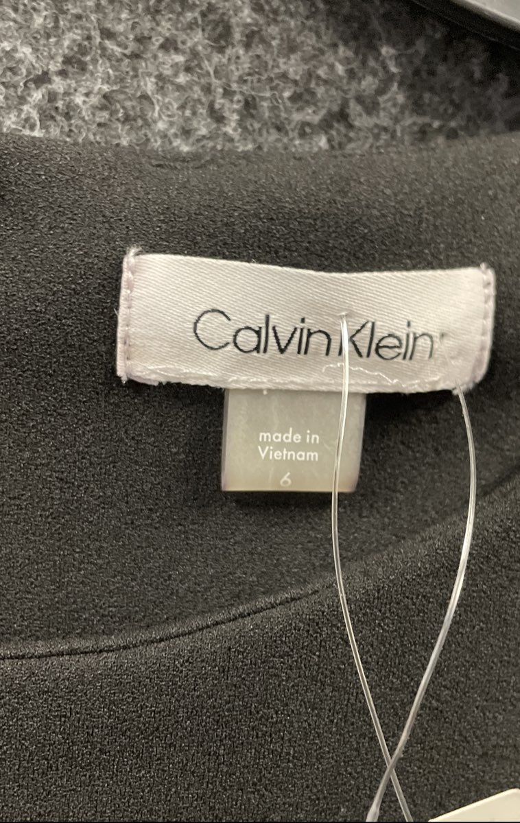 Calvin Klein Women's Black Bell Sleeve Sheath Dress Crochet Trim Sz 6 NWT