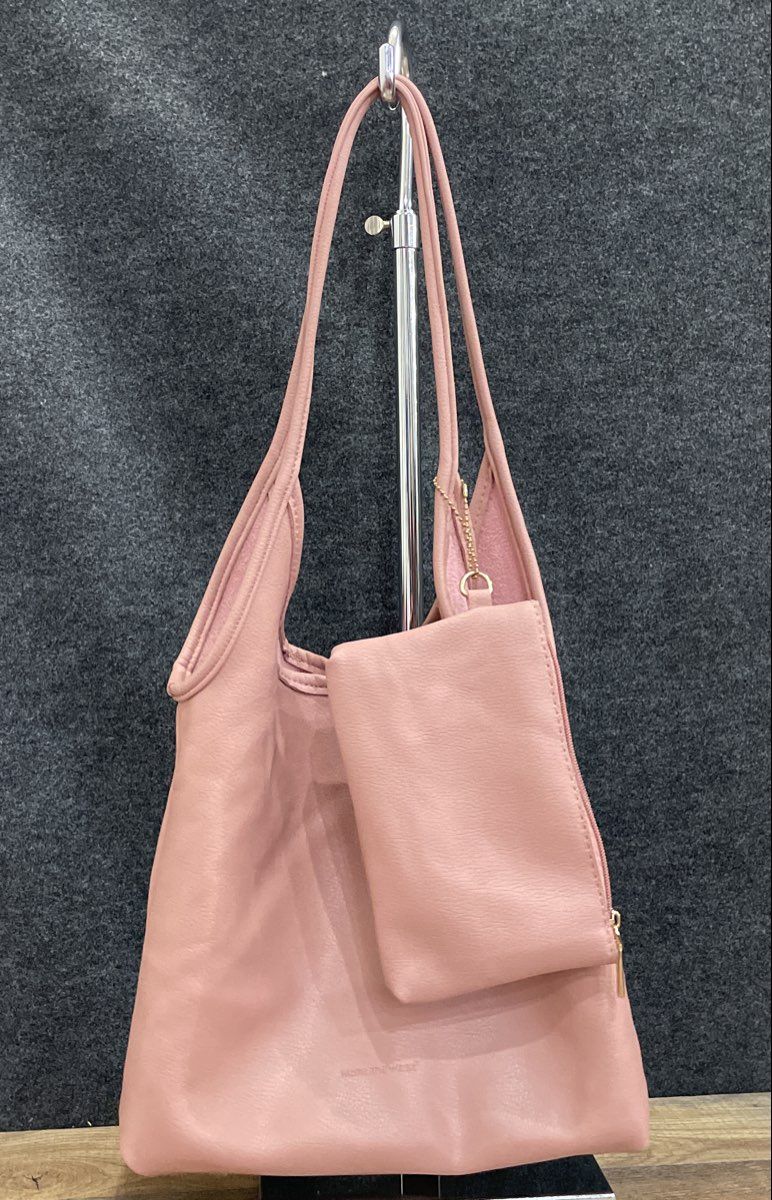 Montana West Pink Leather Pebbled Tote Bag with Matching Wallet Pouch