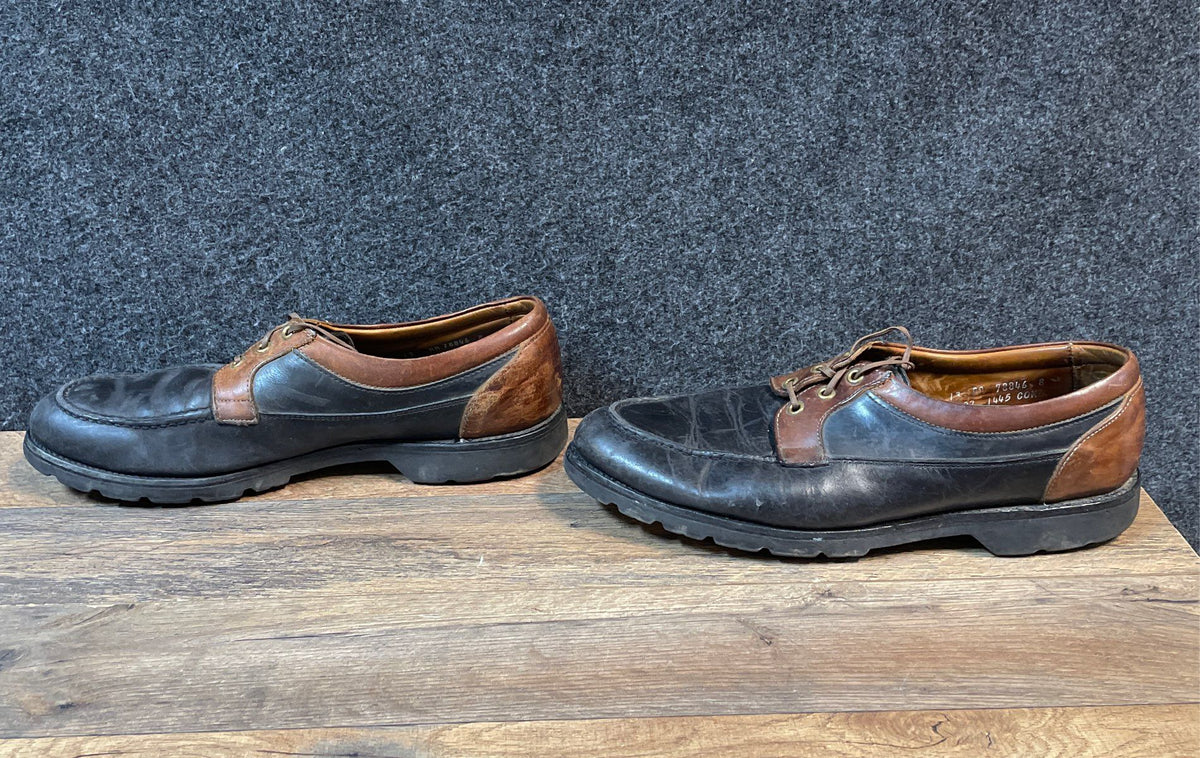 Timberland Men's Black Brown Leather Moc Toe Vibram Lug Sole Oxfords Size 13 M