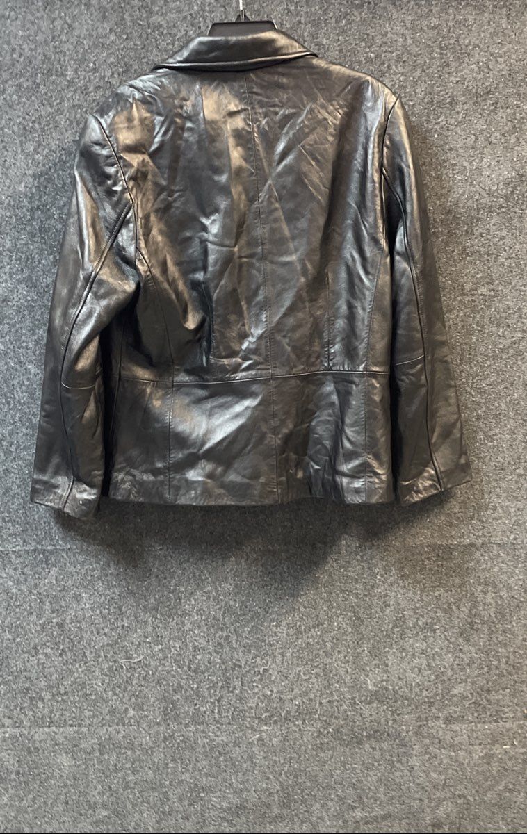 Apt. 9 Women's Black Lambskin Leather Full Zip Collared Jacket Size L