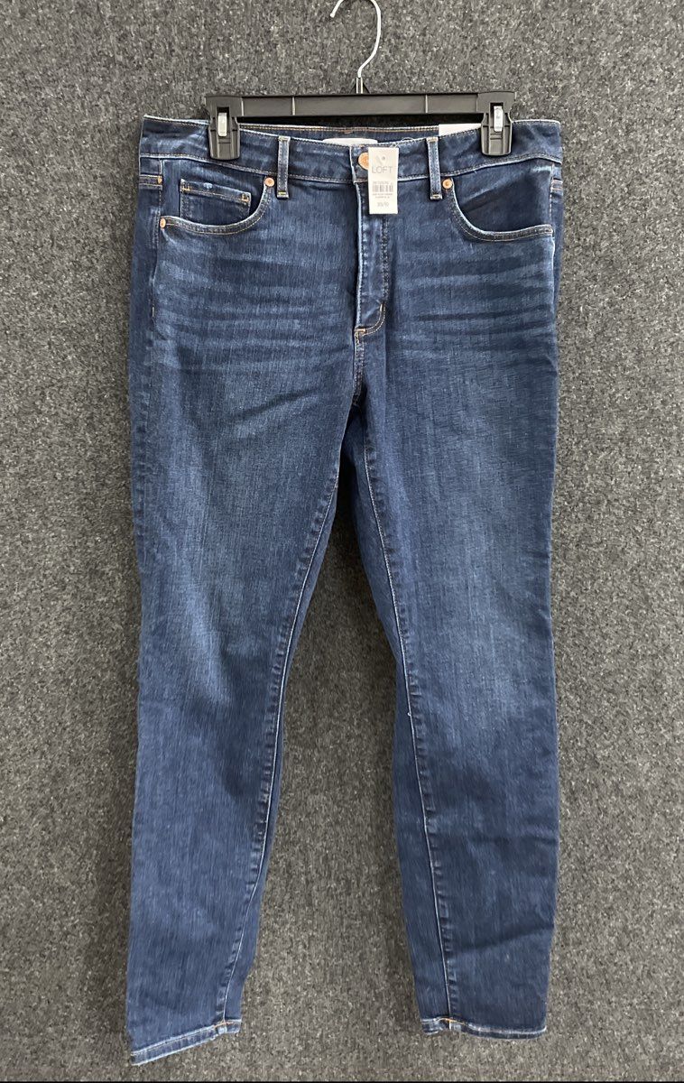 Loft Women's Curvy Skinny Jeans Dark Blue Sustainable Slim Pocket NWT Sz 30/10