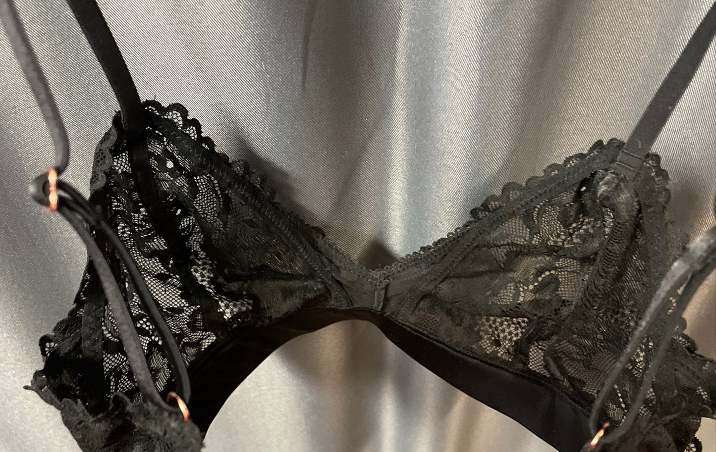 Savage x Fenty Women's Black Floral Lace Bralette Bra Unlined NWT Size Large