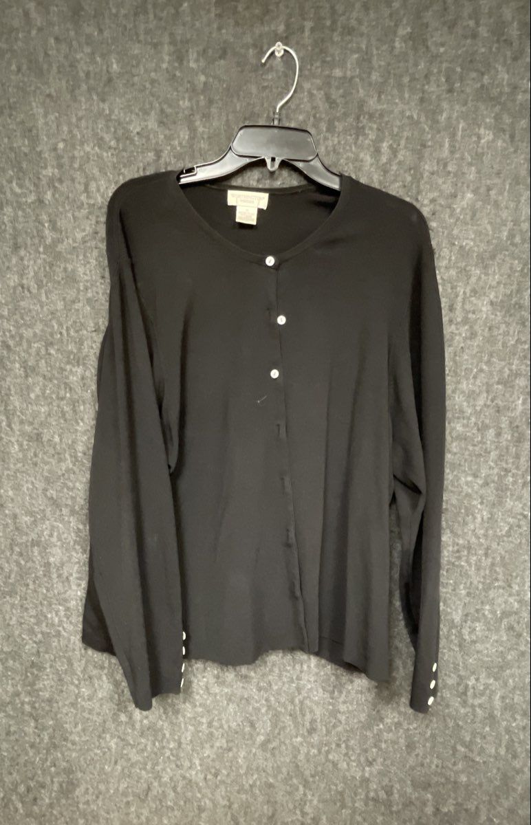 Worthington Women's Black Button Front Long Sleeve Cardigan Sweater Sz 3X