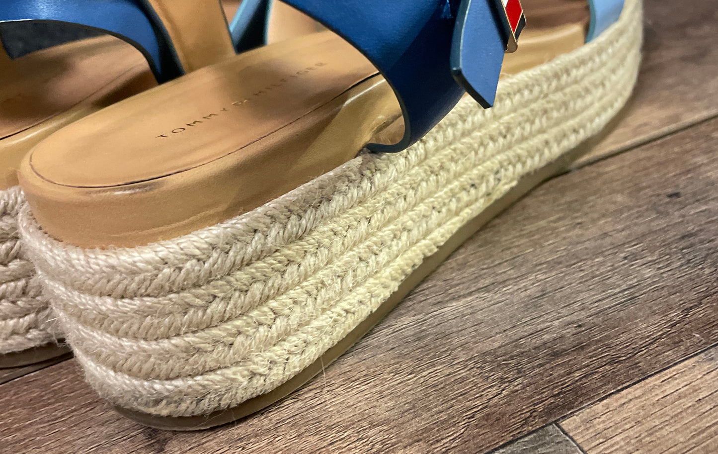 Tommy Hilfiger Blue White Espadrille Platform Wedge Sandals Women's Size 9M