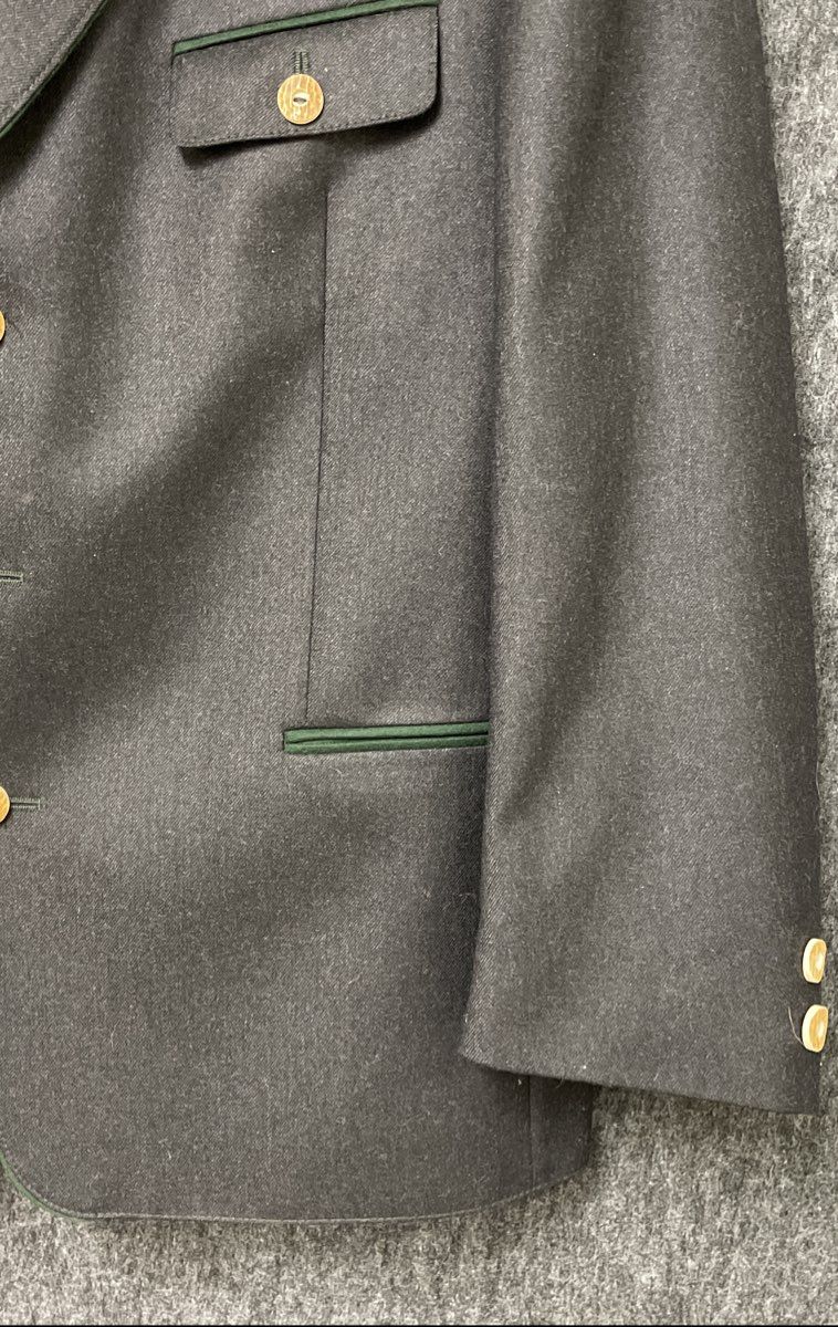 Vintage Allwerk Men's Gray Loden Blazer Jacket Austrian Trachten Wool Sz 25