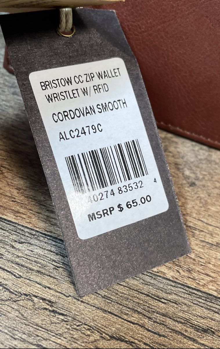 American Leather Co Cordovan Brown Bristow CC Zip Wallet Wristlet NWT RFID