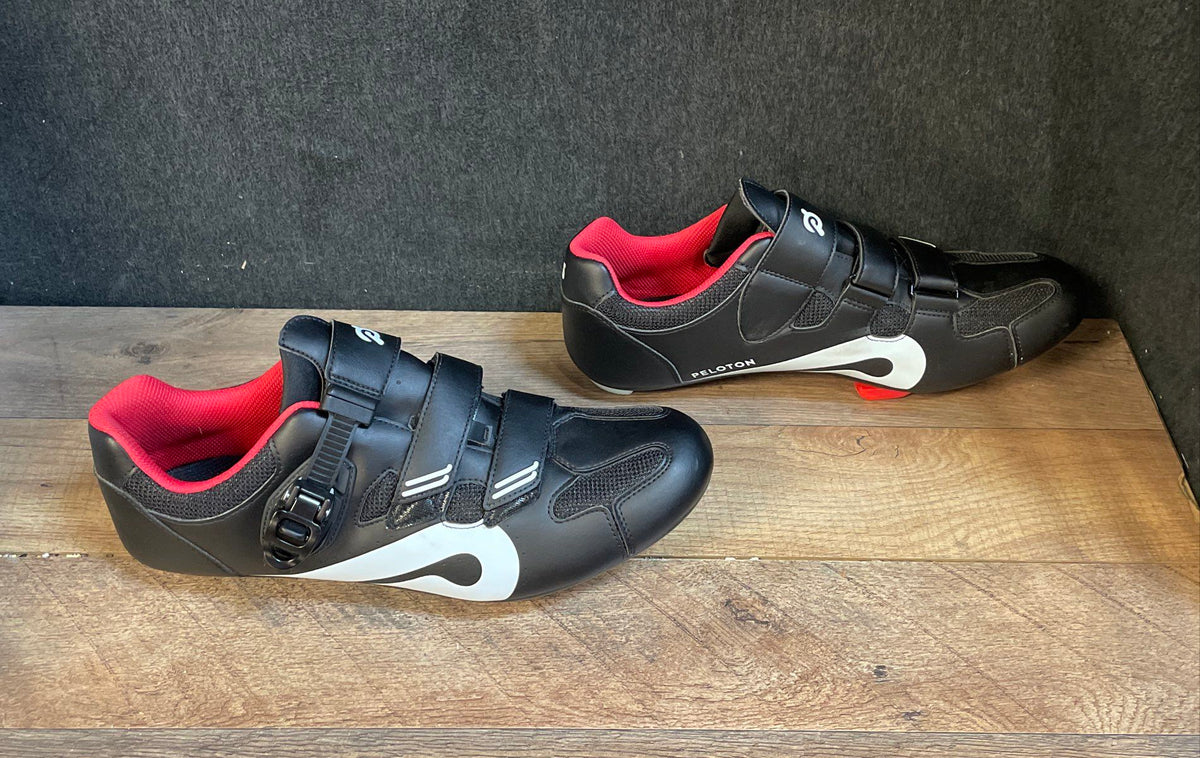 Peloton Road Indoor Cycling Shoes Black White Red Size 47 US Men's 13