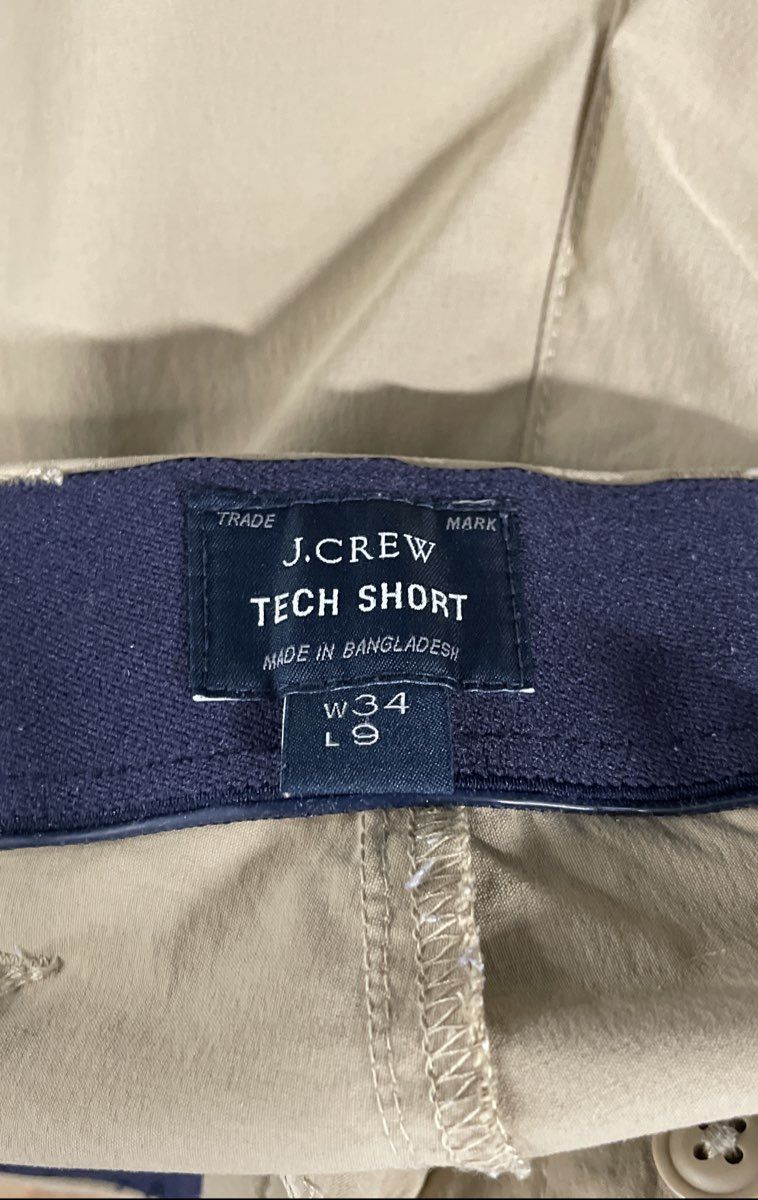 J. Crew Men's Tan Tech Shorts Performance Stretch Chino 9" Inseam Size 34