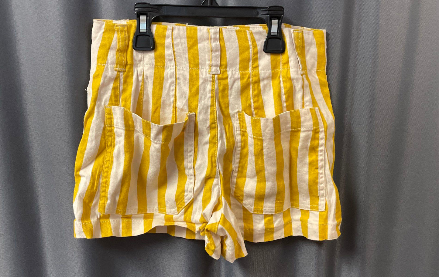 Maeve Women's The Colette Shorts Yellow White Striped Linen Blend Sz 24