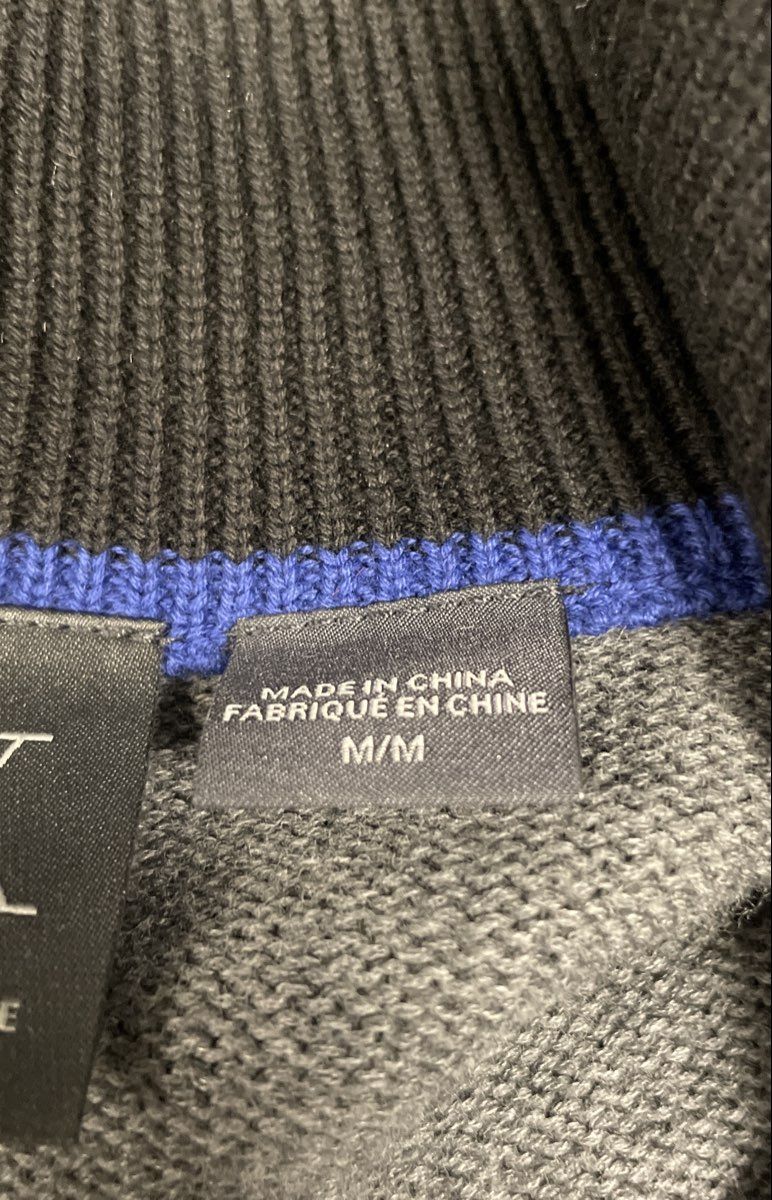 Armani Exchange Men's Full Zip Cardigan Sweater Gray White Colorblock Sz M