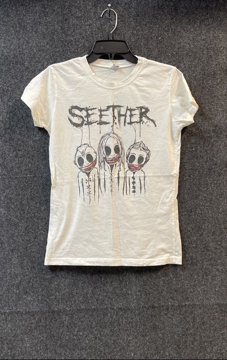 Seether Karma and Effect Remedy Graphic T-Shirt White Double Stitch Sz M