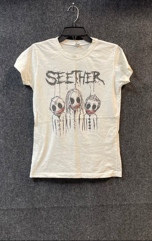 Seether Karma and Effect Remedy Graphic T-Shirt White Double Stitch Sz M
