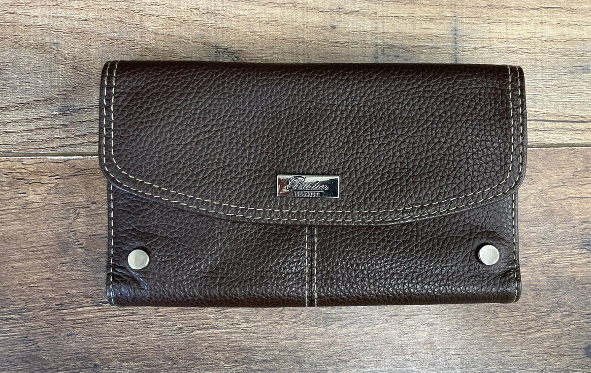 Buxton Pebbled Leather & Wrangler Quilted Vegan Leather Wallet Lot of 2 Brown