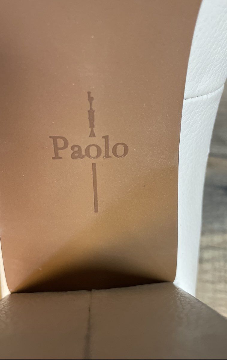 Linea Paolo Cream Leather Square Box Toe Platform Block Heels Size 9.5M