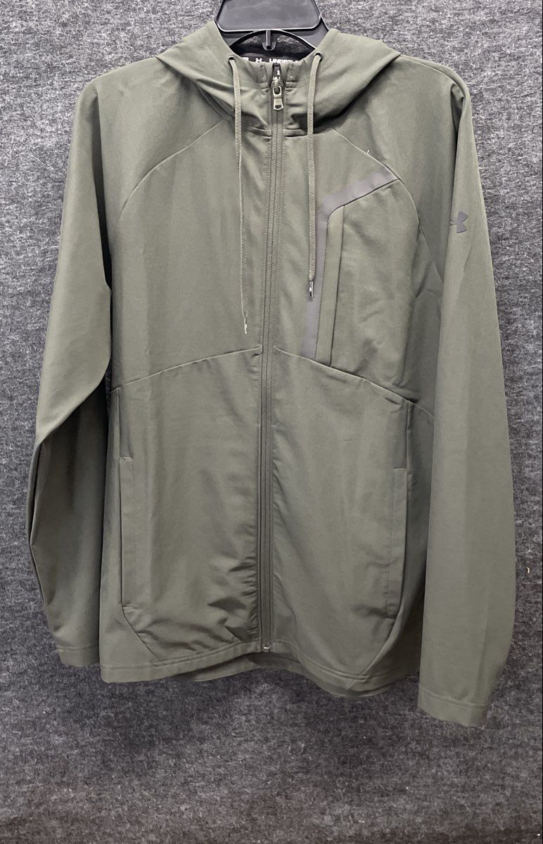 Under Armour Men's Olive Green Full Zip Hooded Performance Jacket Sz S