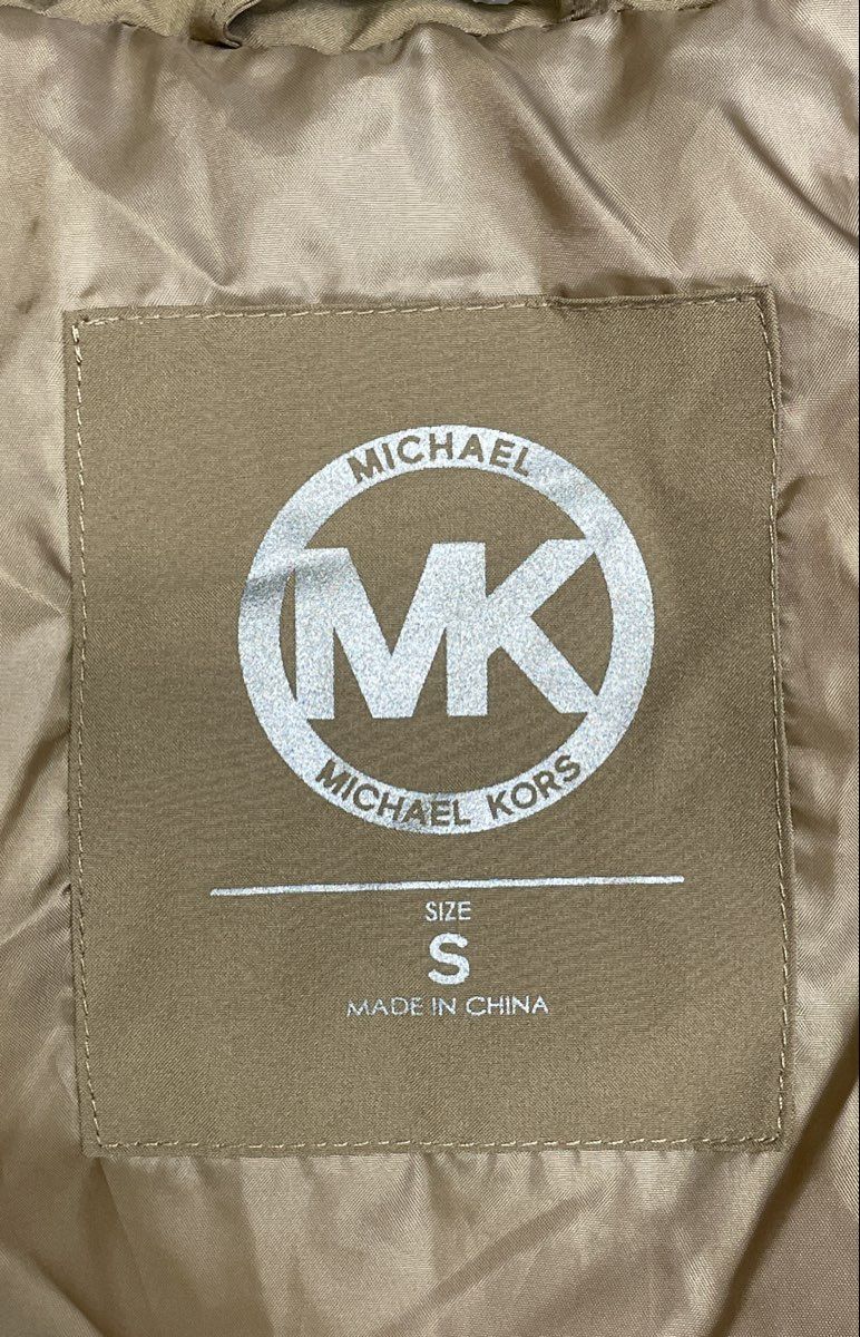 MICHAEL Michael Kors Women's Tan Faux Fur Trim Hooded Puffer Jacket Sz S