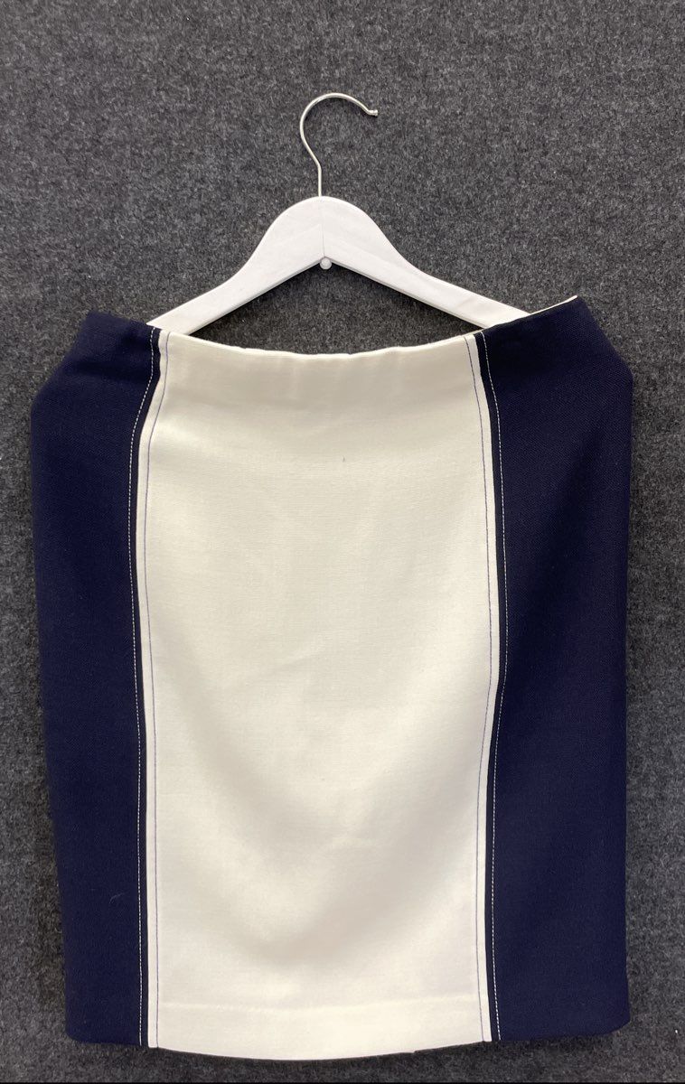 Ann Taylor Women's Navy Blue White Colorblock Contrast Stitch Skirt Sz 8P NWT