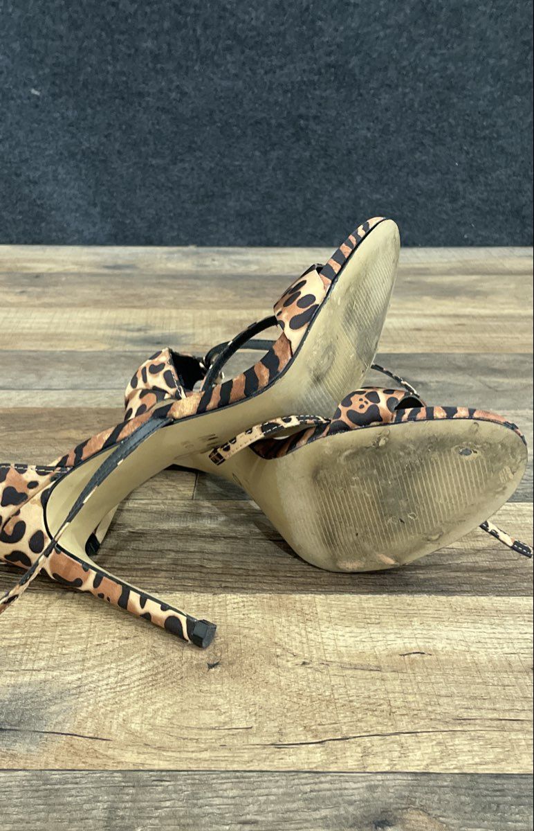 Mix No. 6 Zaydia Cheetah Print Ankle Strap Stiletto Heels Size 8.5