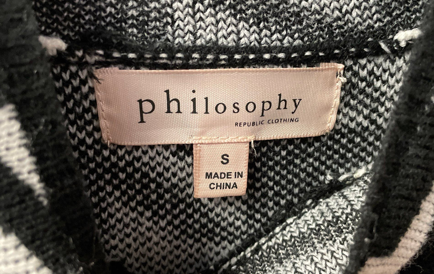 Philosophy Republic Clothing Women's Black White Houndstooth Mock Neck Sweater S