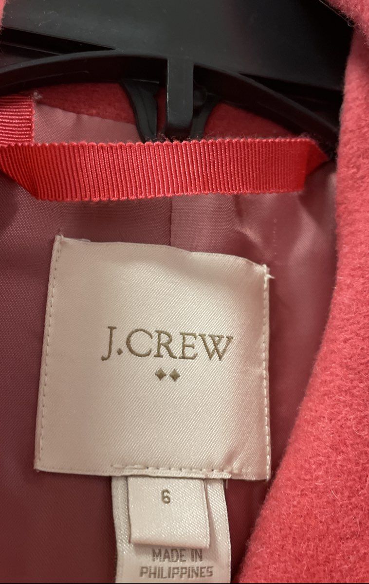 J. Crew Women's Pink Wool Blend Funnelneck Long Sleeve Winter Jacket Coat Sz 6