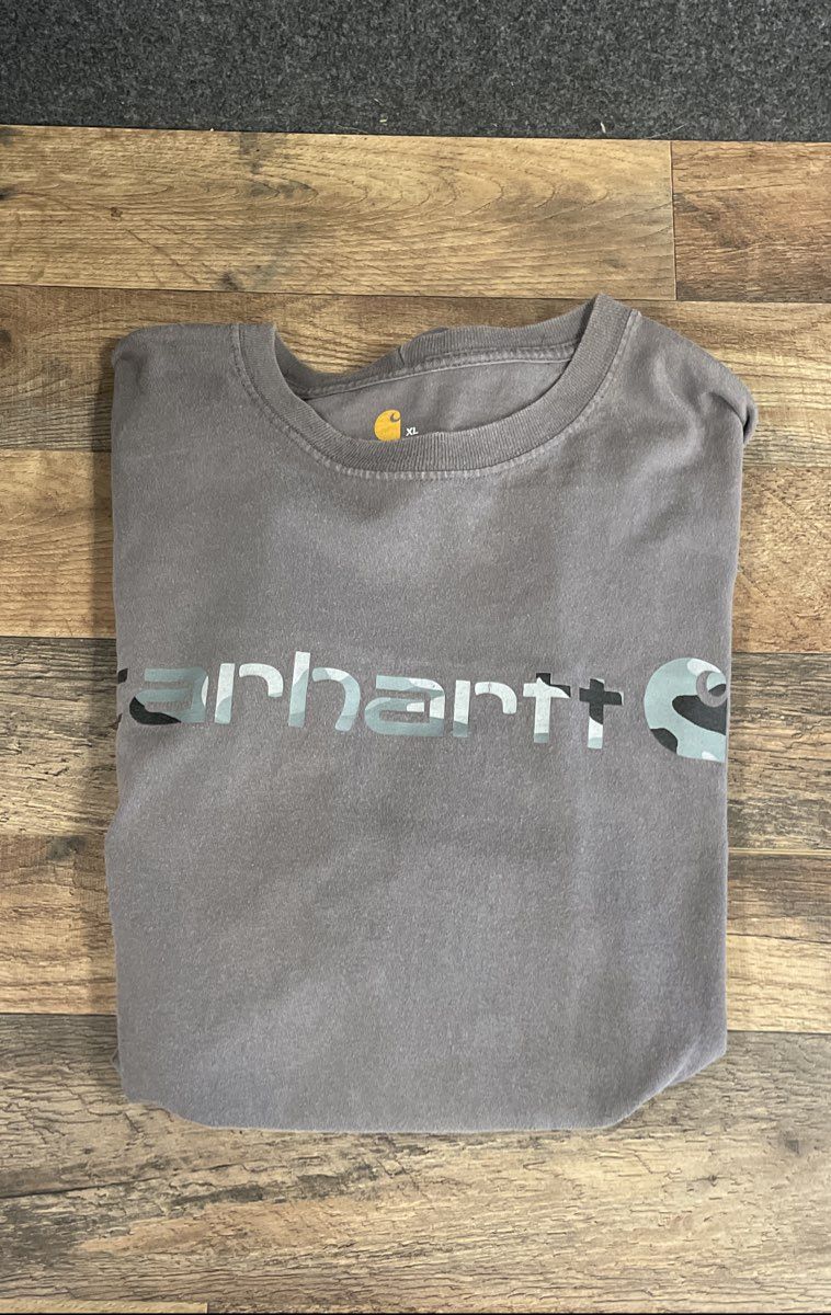 Carhartt Men's Gray Original Fit K195 Graphic Logo Short Sleeve T-Shirt Sz XL