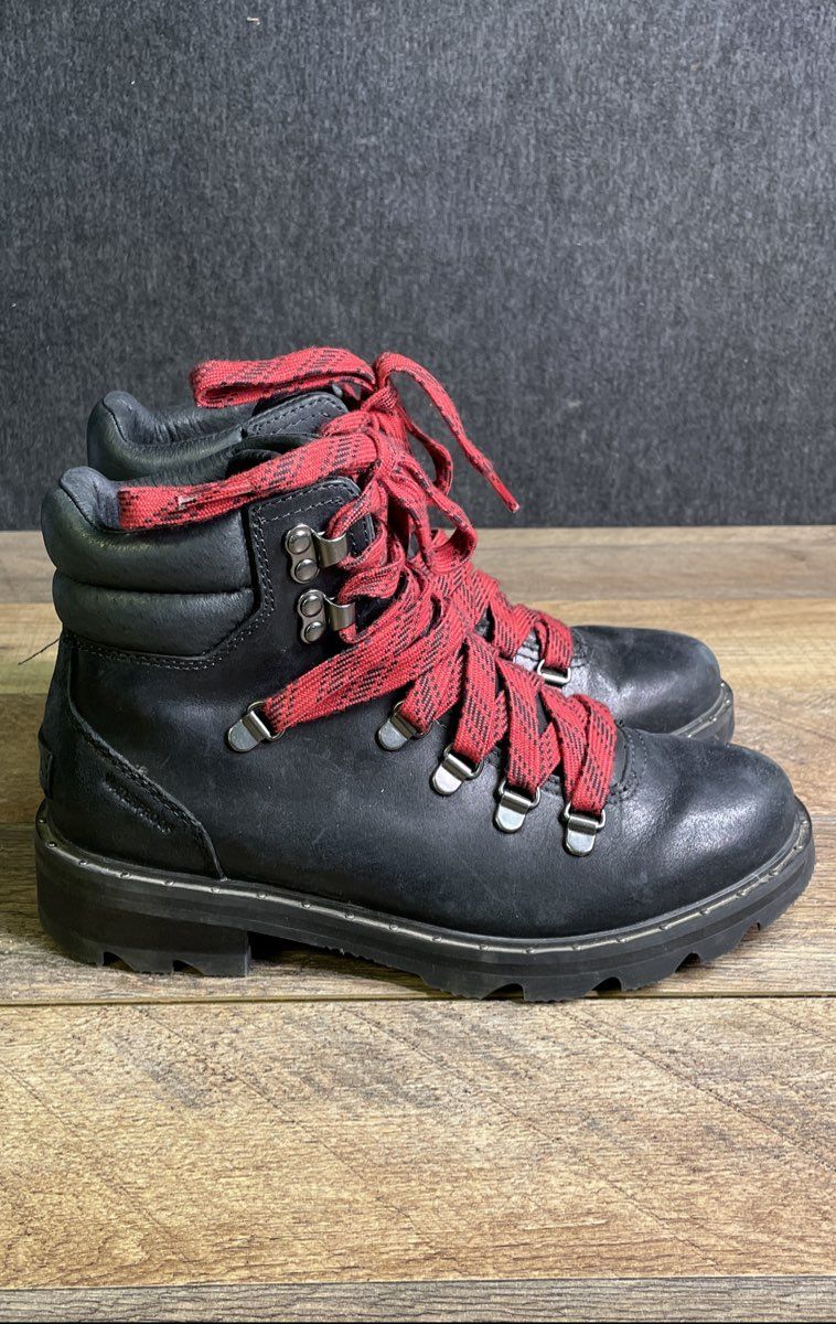 Sorel Lennox Hiker Waterproof Black Leather Women's Boots Size 6.5