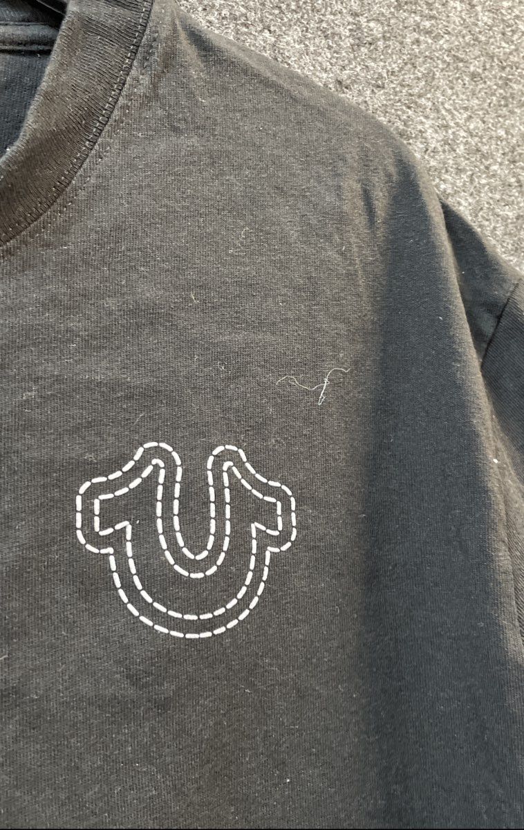 True Religion Men's T-Shirt Black Graphic Horseshoe Logo Sz XL