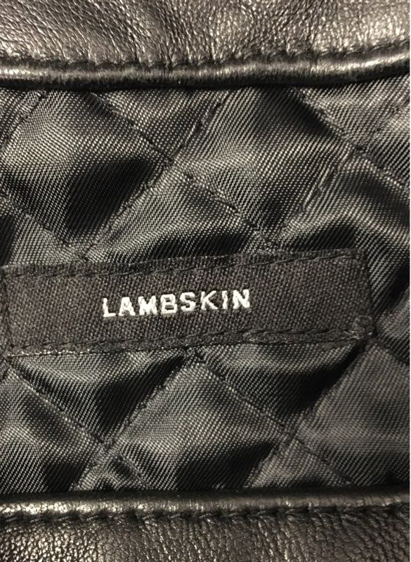 Claiborne Men's Black Lambskin Leather Jacket Button Up Quilted Lined Sz L
