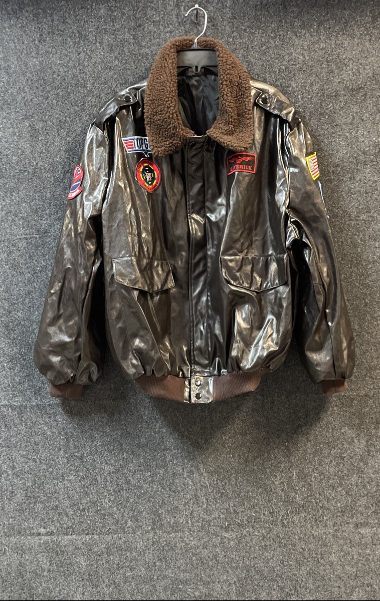 Leg Avenue Men's Brown Top Gun Maverick Flight Bomber Jacket Costume Sz L