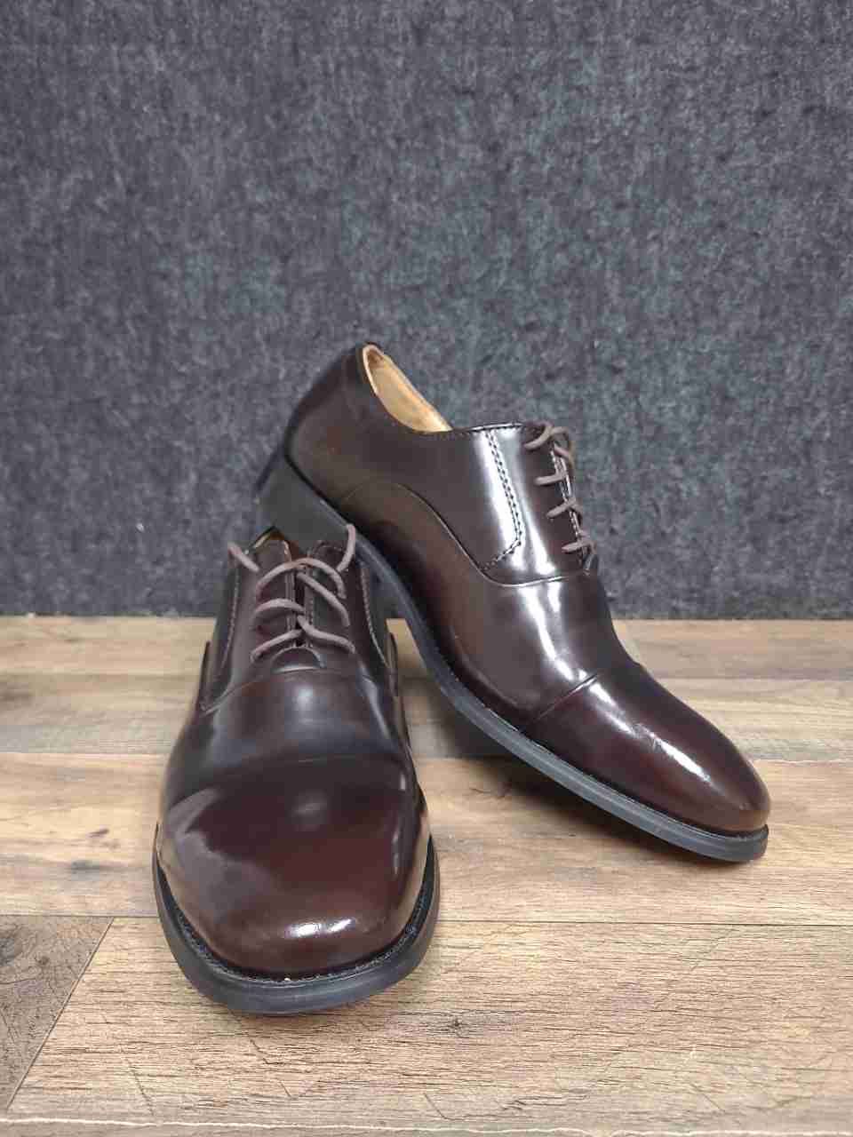 La Milano Men's Dark Brown Leather Cap Toe Derby Dress Shoes Size 10.5