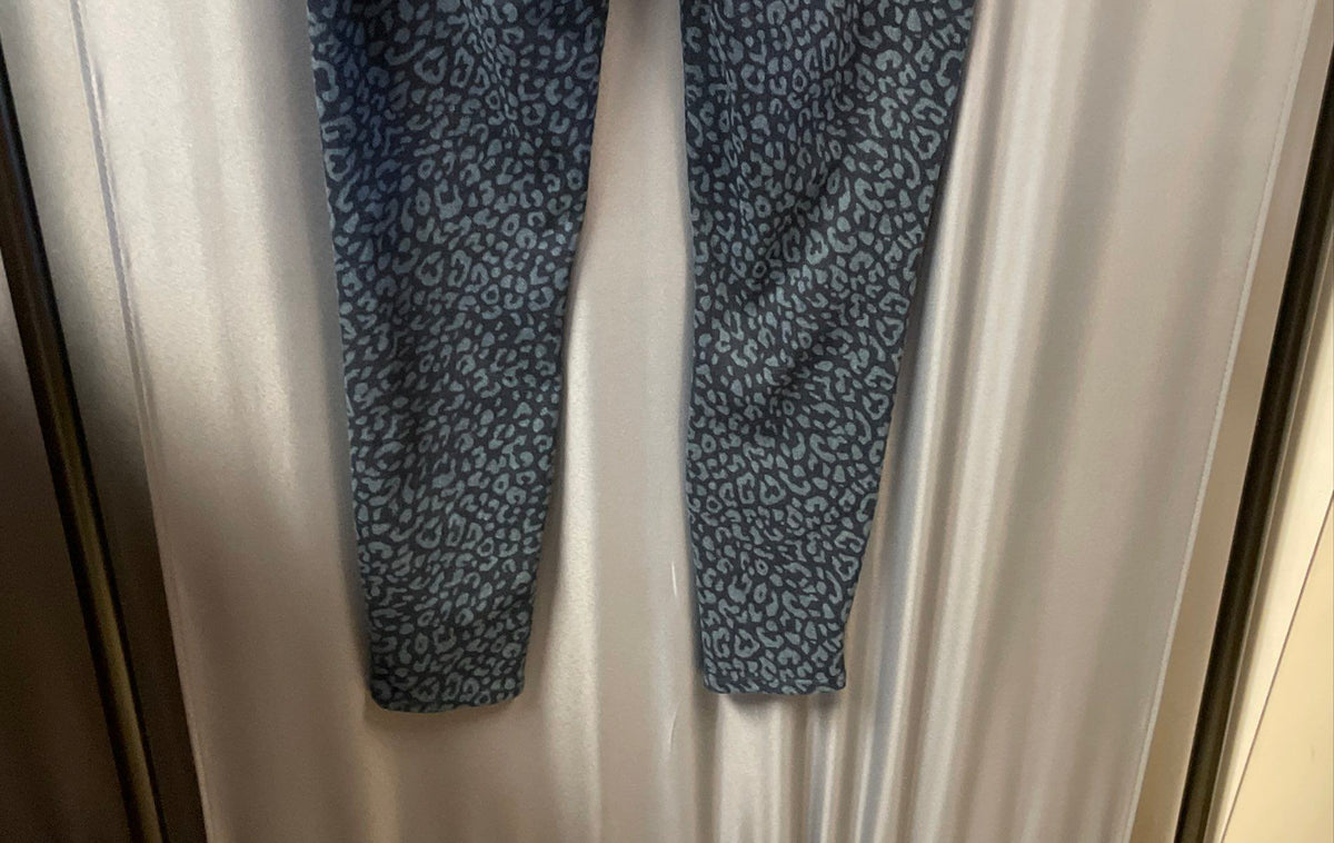 Spanx Women's Blue Black Leopard Print Ankle Skinny Jeans Sz L NWT