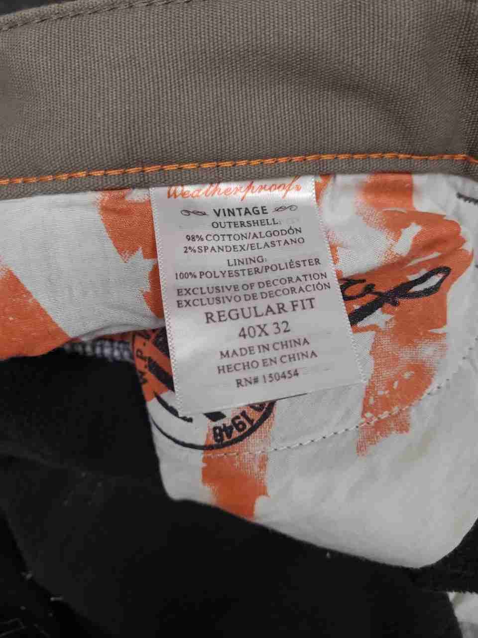 Weatherproof Vintage Men's Gray Fleece Lined Regular Fit Stretch Pants 40x32 NWT